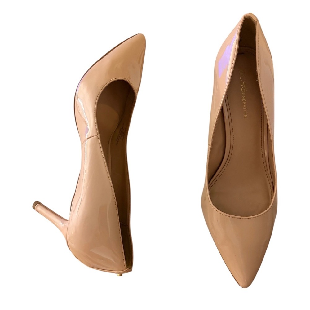 BCBGeneration Marci Beige Patent Pointed Toe Pumps Size 9 Heels - Picture 4 of 8